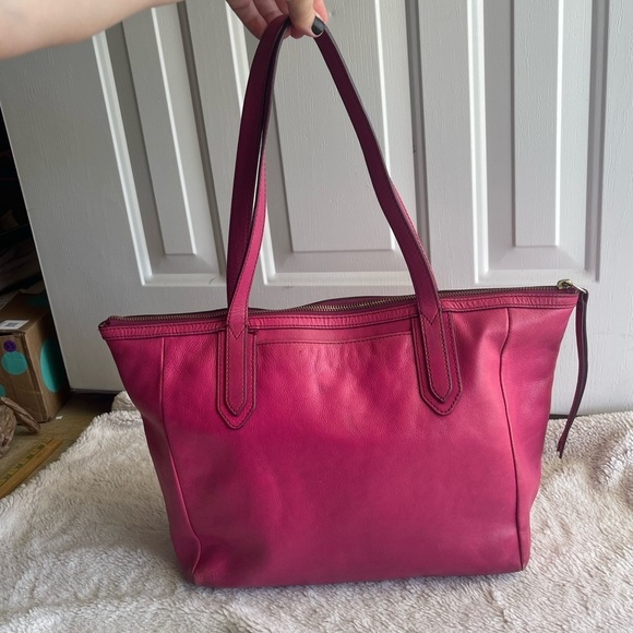 FOSSIL Magenta Leather SYDNEY Tote Bag Purse - Picture 2 of 16
